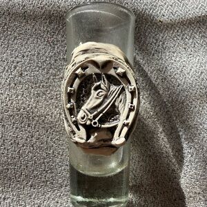 Equestrian-Themed Silver Shot Glass from Ensenada Mexico